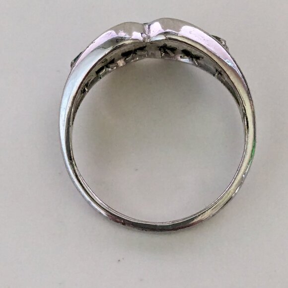 Vintage UNCAS 14KT G.E. (Gold Electroplate) Rhinestone Mother's Ring Size 8 - Picture 3 of 6